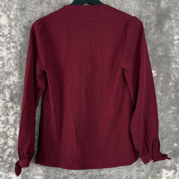 Modcloth Womens Size XXS Scoop Neck Top Red Tie Long Sleeve Pullover Blouse - Picture 3 of 8